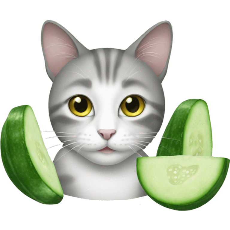 cat with cucumber slices  emoji