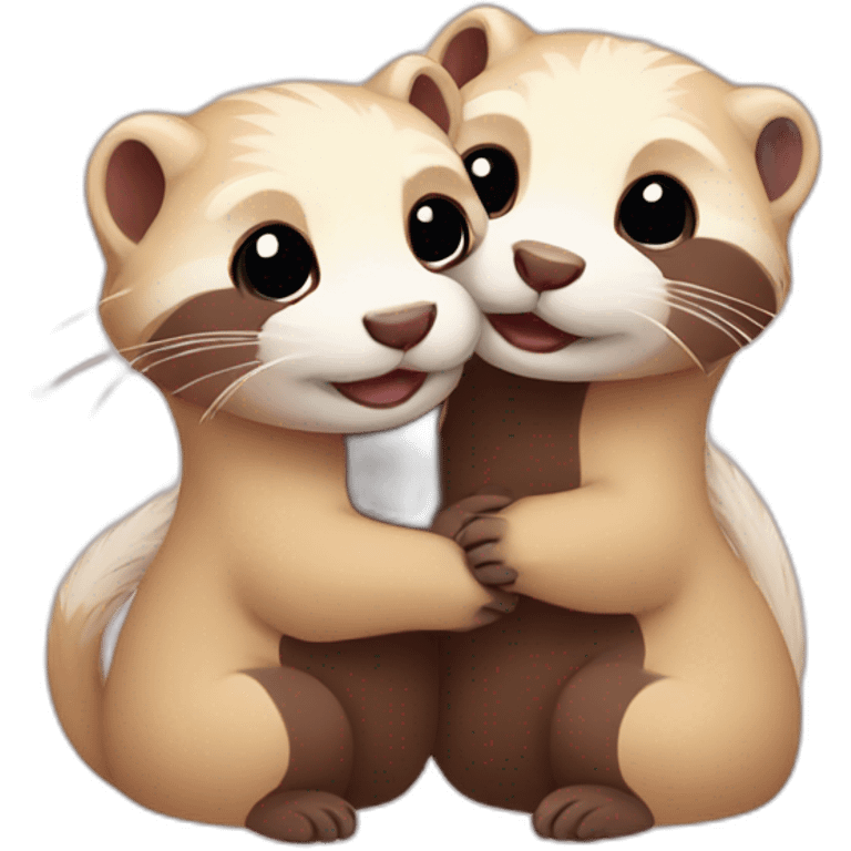 Far ferrets hugging each others  emoji