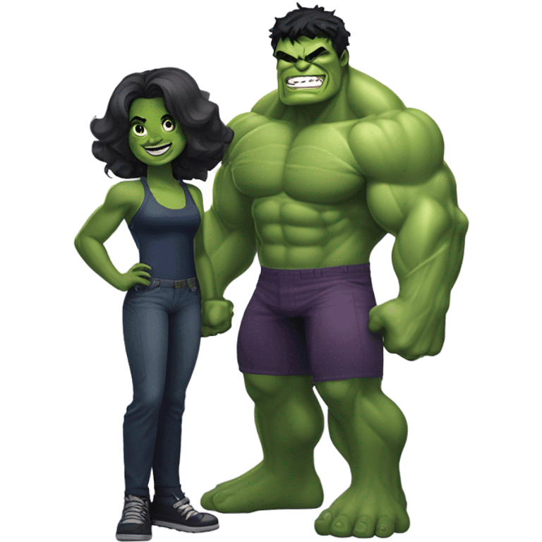 Mini cute Hulk with she hulk emoji