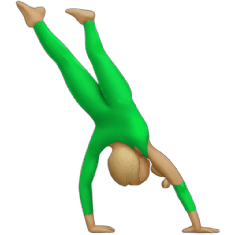 person doing handstand in green body suit emoji