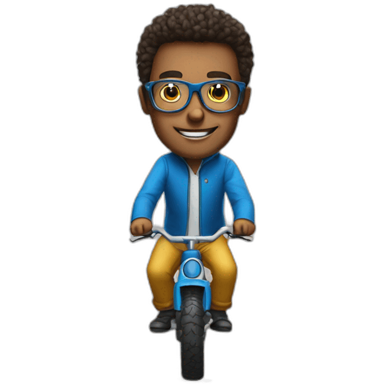 Nice guy on a trial bike wearing glasses emoji