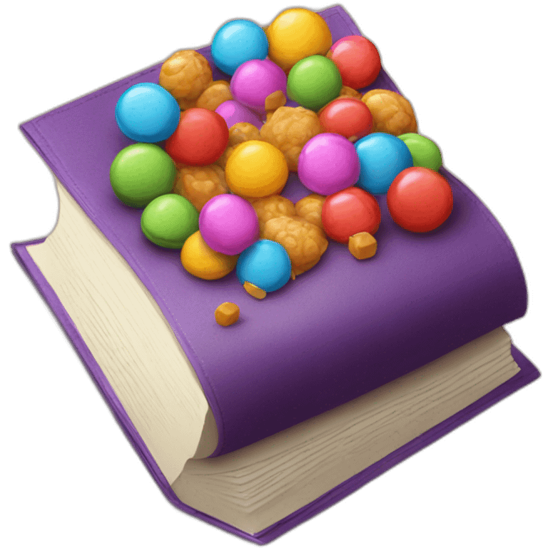 Livre ouvert avec des bonbon sur lui emoji