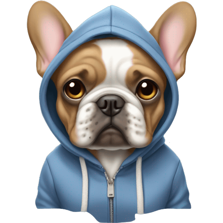 Frenchie wearing a hoddie emoji