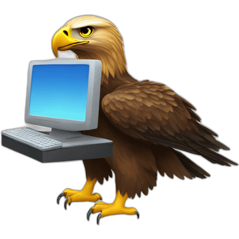 Golden eagle using a computer emoji