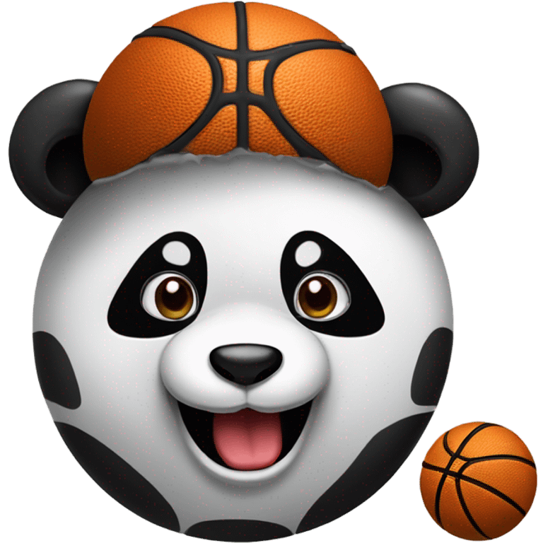 Panda with poop on head eating basketball emoji