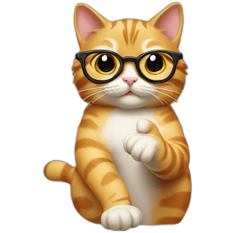 cat nerd smiley glasses finger up emoji