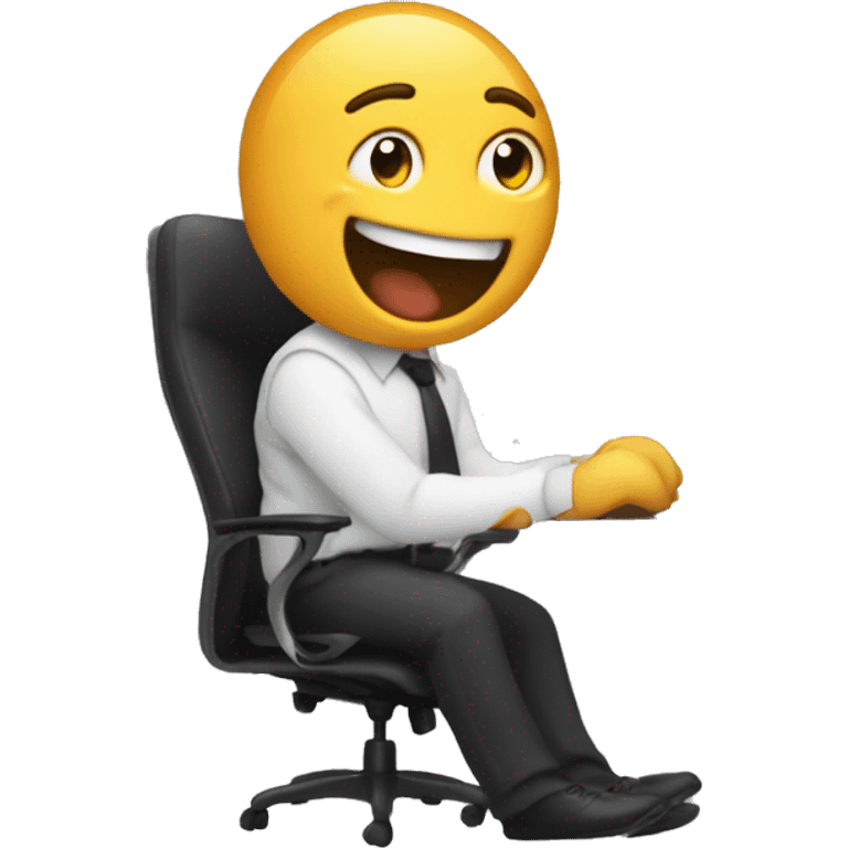 A small man sits in the office, flips the table, and the computer flies out emoji