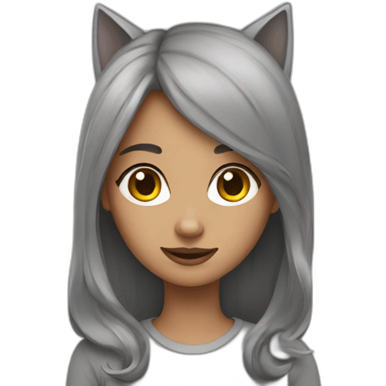 Girl with two Grey cats emoji