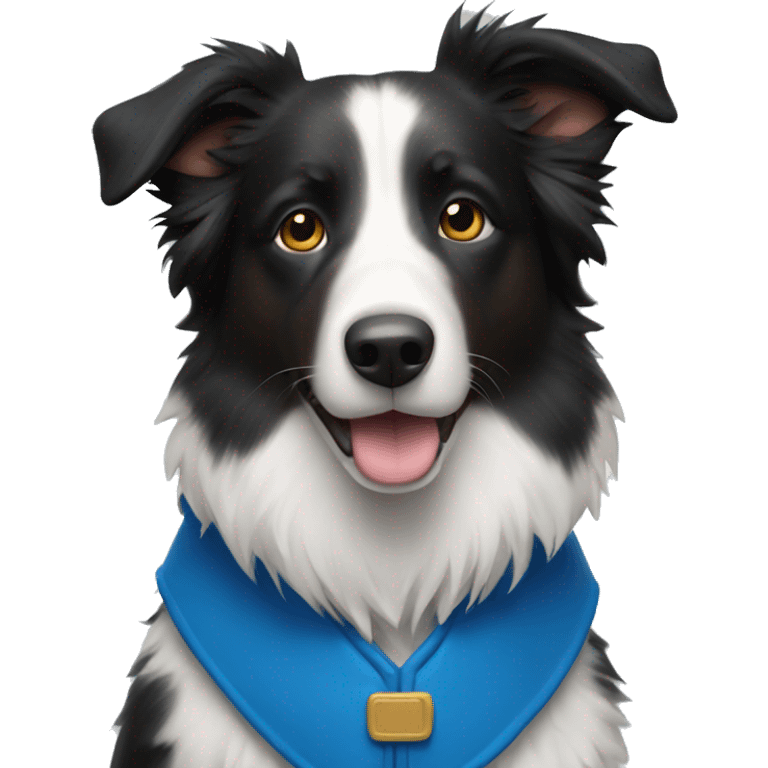 Border collie with blue vest on emoji