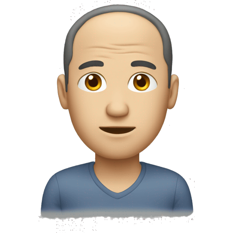 man with receding hair, with a computer emoji