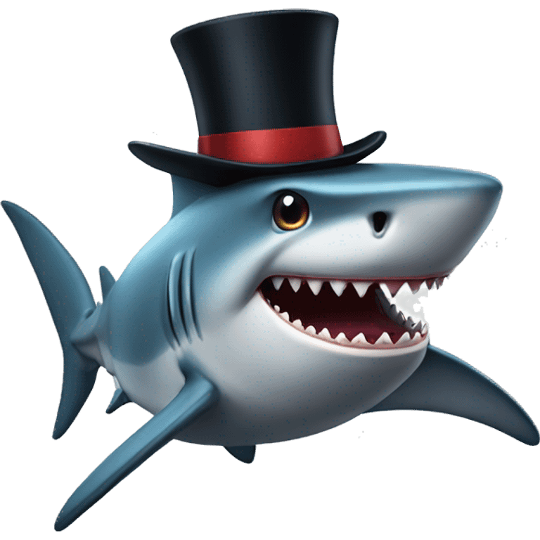 Shark with a top hat emoji