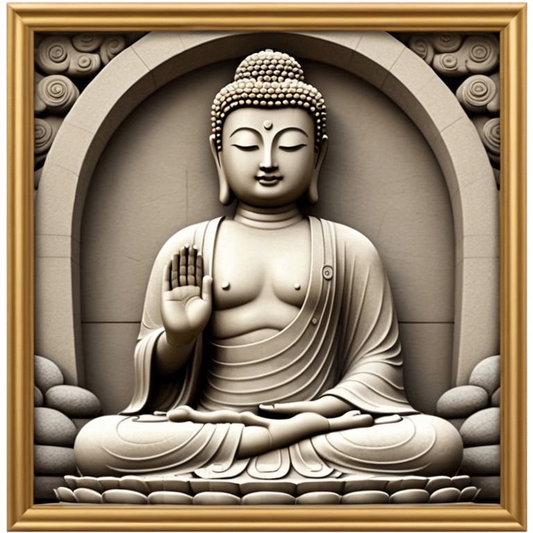 Cinematic Realistic image of the Big Buddha Monument of Sinheungsa Temple, portrayed as a towering, serene Buddha statue carved from weathered stone with intricate details and a gentle meditative expression, set within an ancient temple landscape enveloped in soft, ethereal lighting that underscores its spiritual majesty. emoji