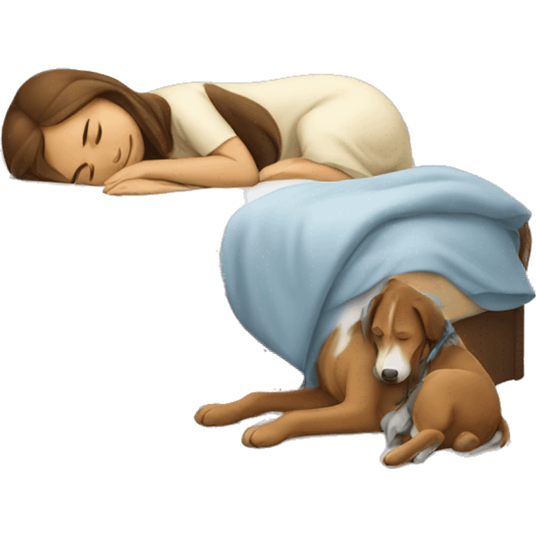 girl sleeping with dog emoji