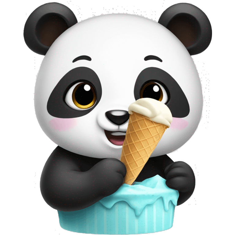 Panda eating ice cream emoji