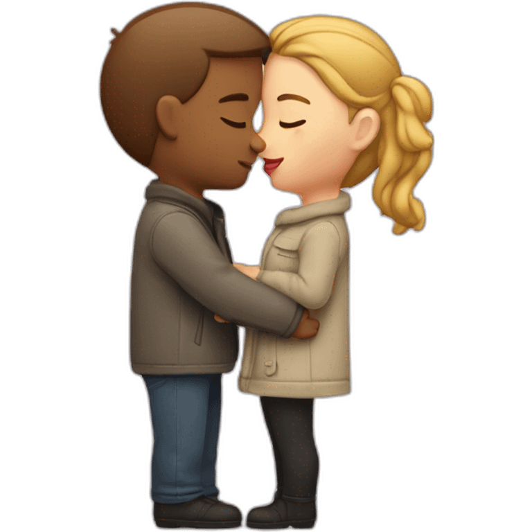 Couple opposite gender passionate lip kiss + hug emoji