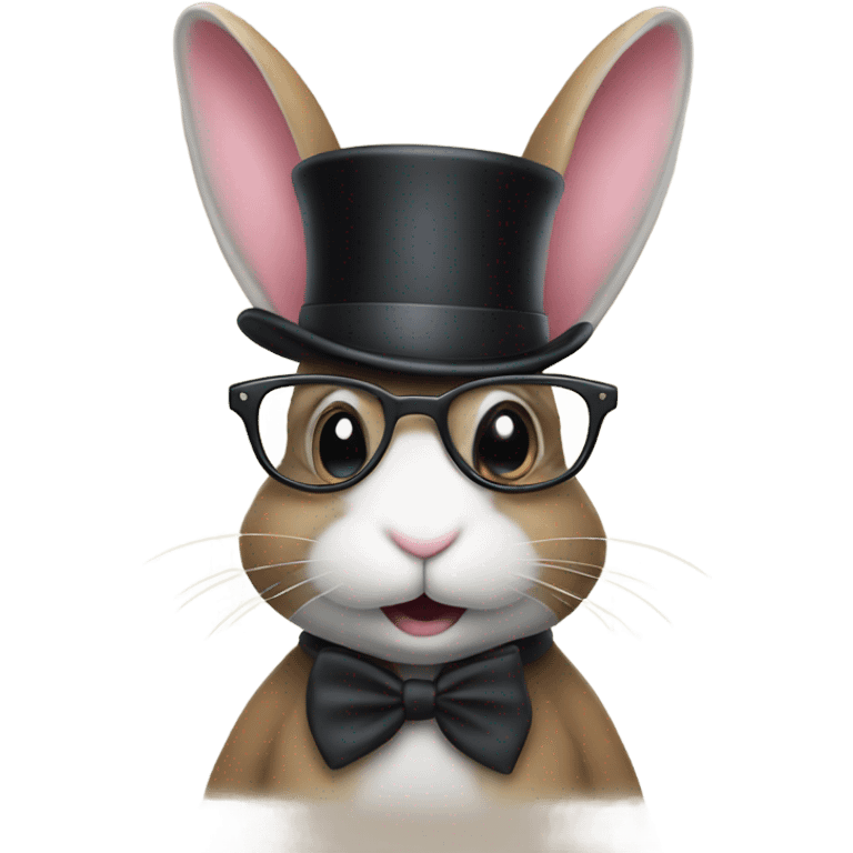 Bunny wearing a top hat with glasses emoji