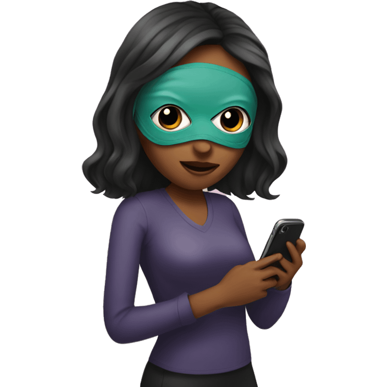 girl in mask with phone emoji