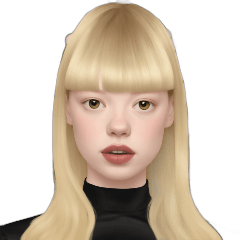 blonde Mia Goth with bangs at Met Gala emoji