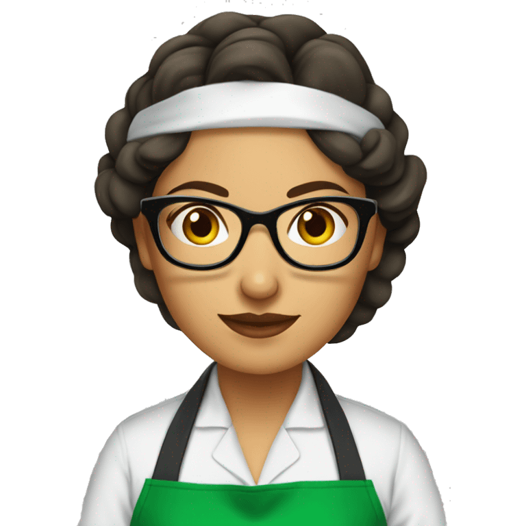 mexican lady green apron  with glasses cooking tacos emoji