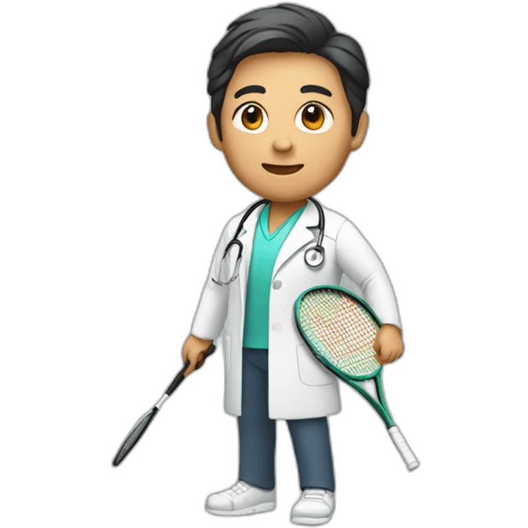 asian doctor with tennis racquet emoji