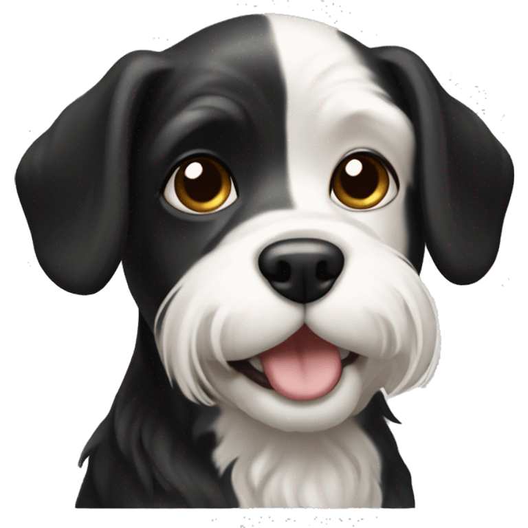 Black and white havenese dog with cream havenese dog  emoji