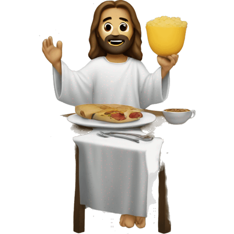 Jesus at a table emoji