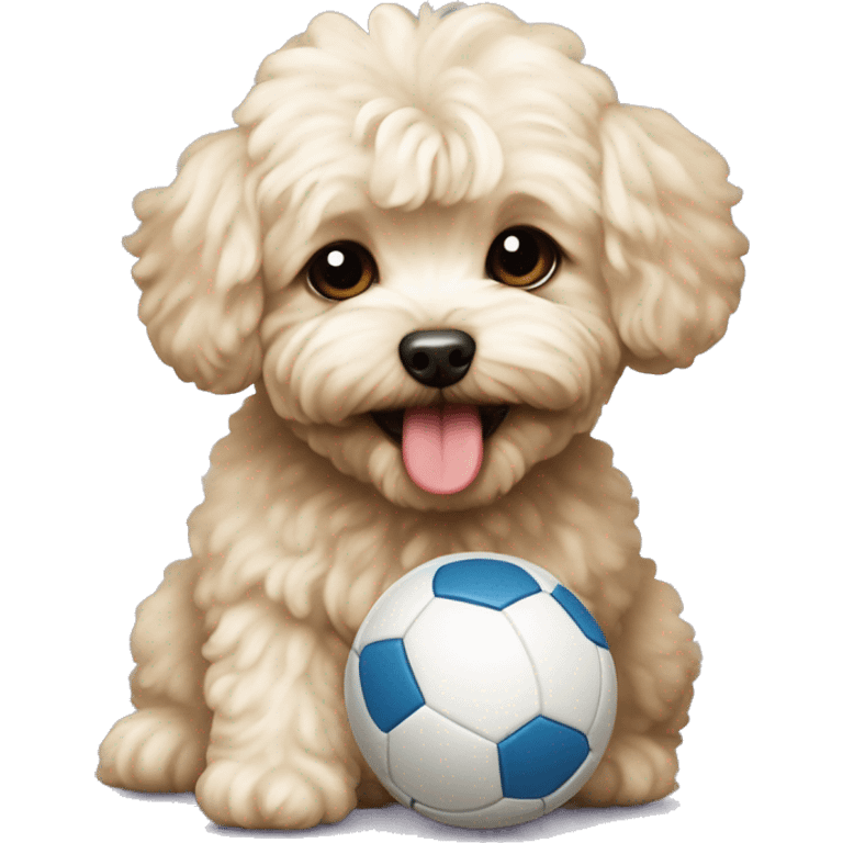 Maltipoo playing with a ball emoji