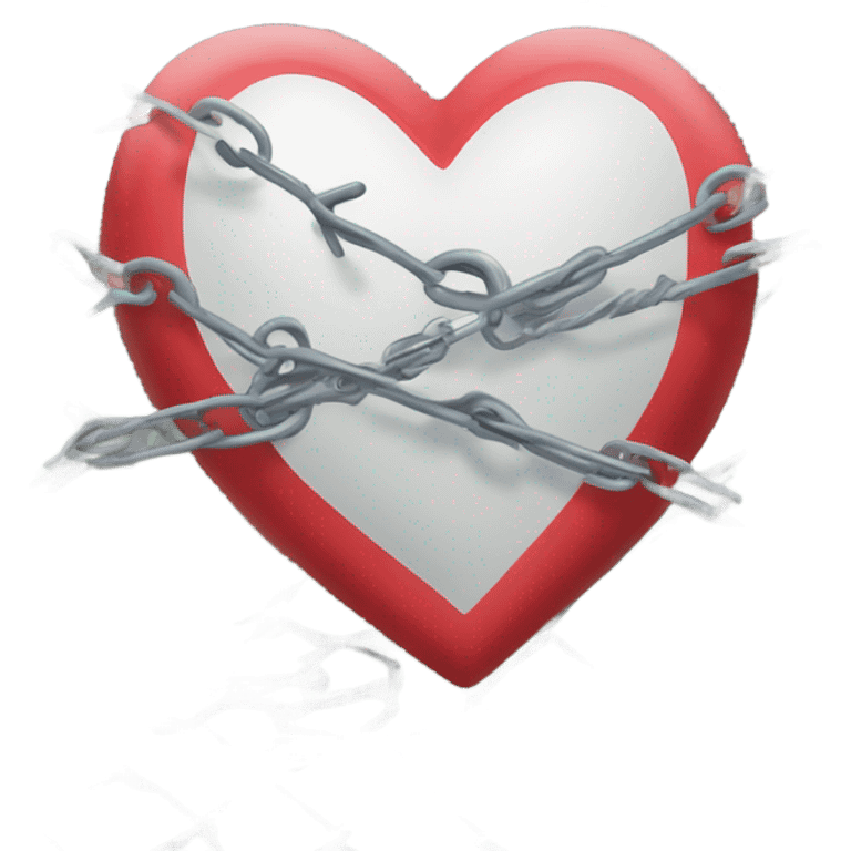 A heart encircled by chain link fence topped with razor wire  emoji