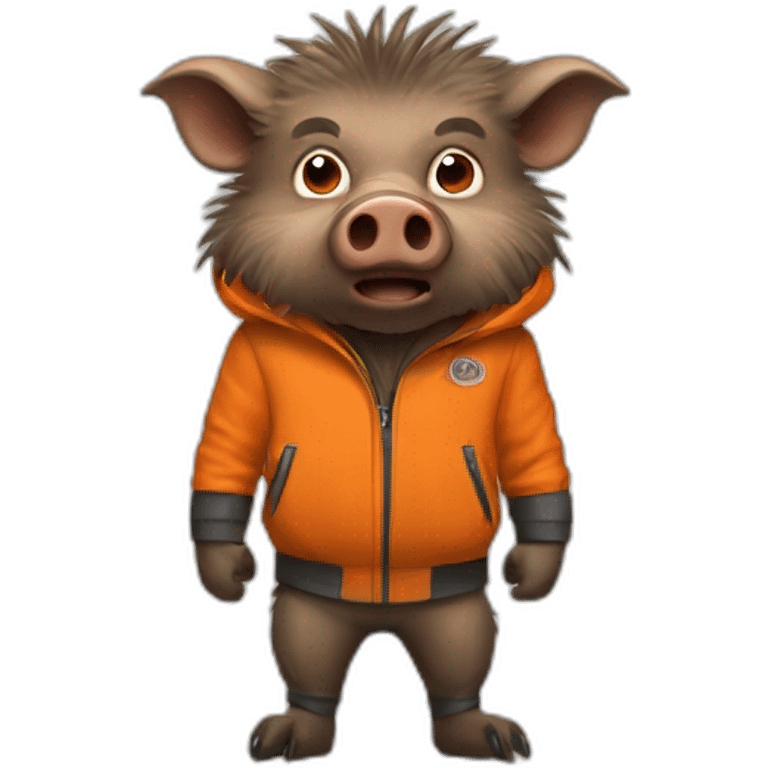 ANGRY wild boar with orange jacket emoji