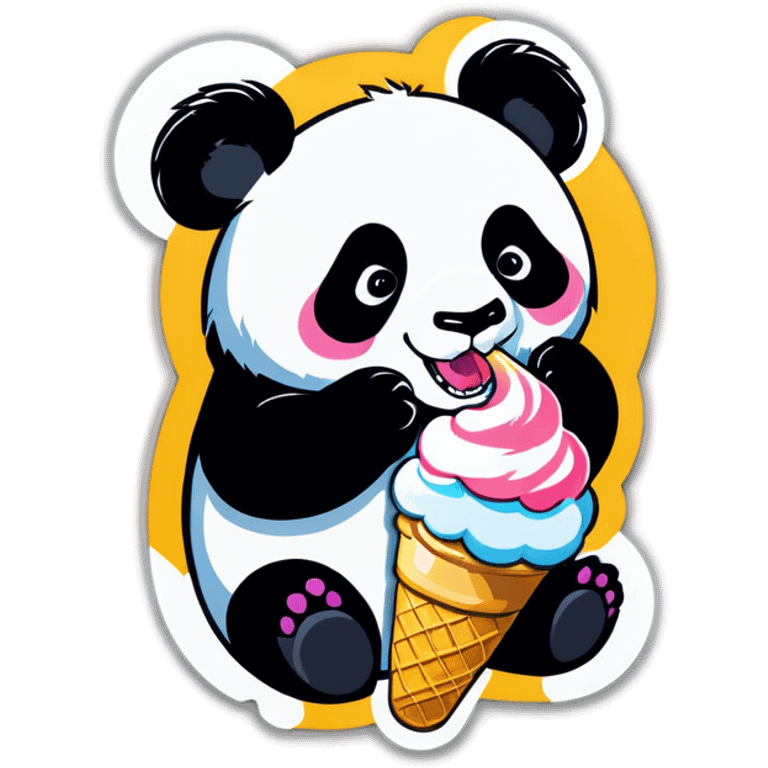 Panda eating ice cream emoji