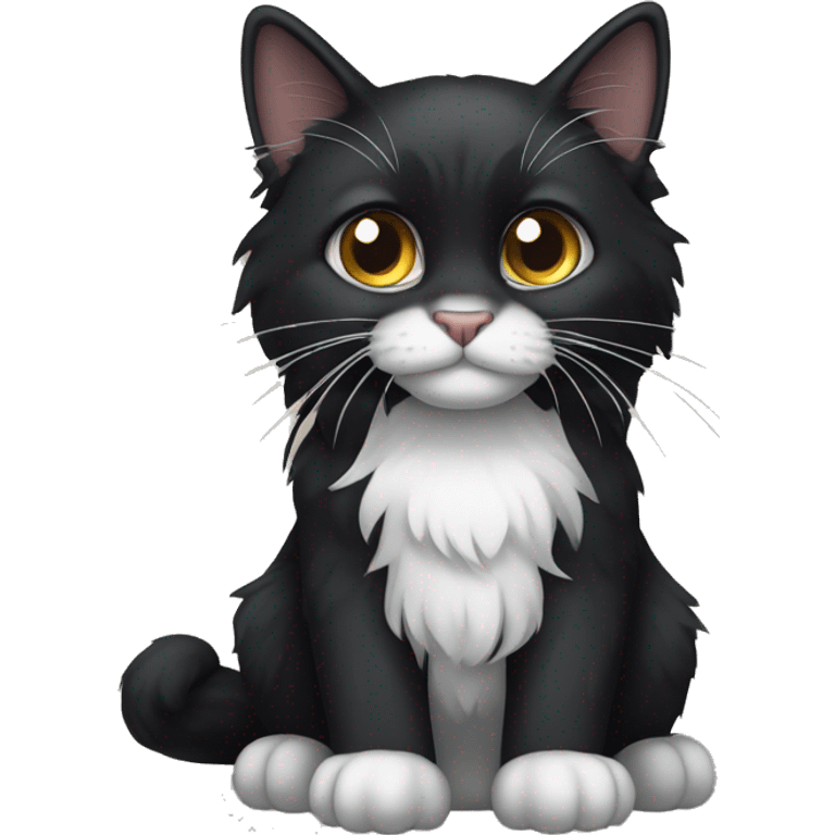 Black main coon cat with white chin emoji