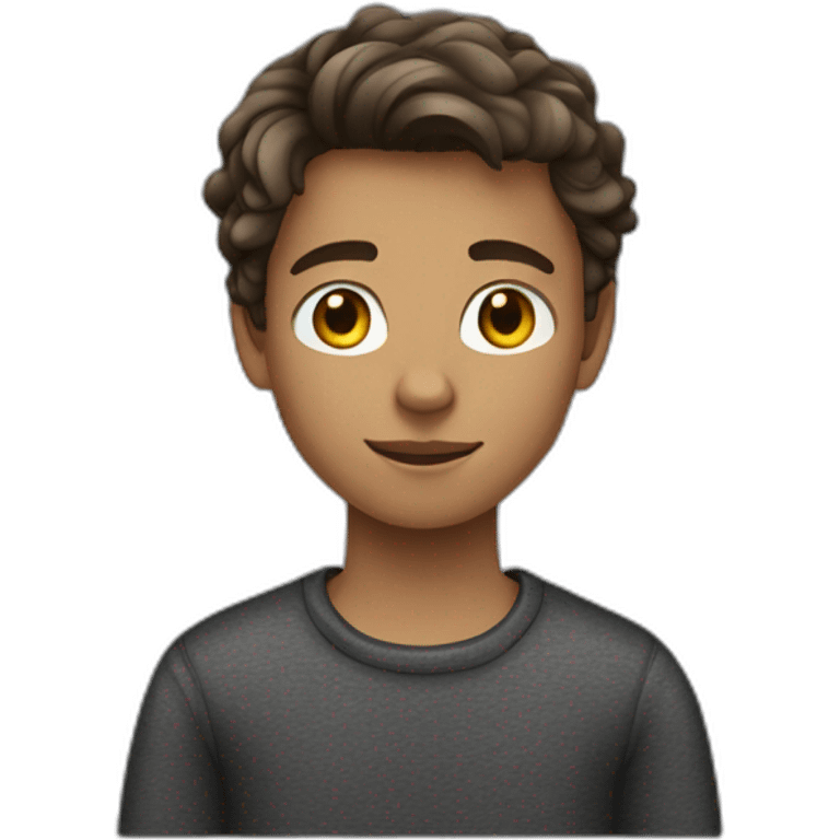 teenager boy brown wavy hair and dark gray sweater emoji