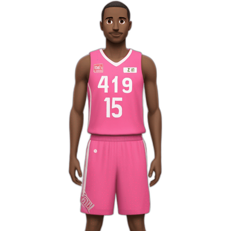 Maillot de basket de couleur rose avec comme nom Ilan et comme numéro 15 emoji