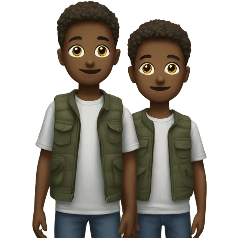 outdoor portrait of boy and boy emoji