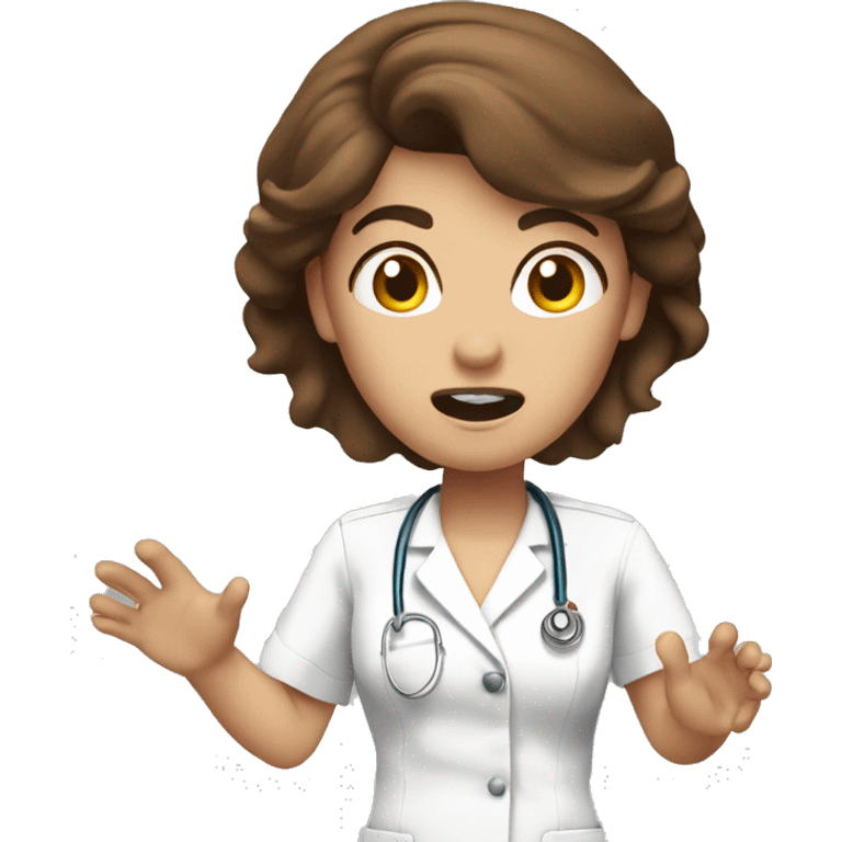 Panicking nurse brown hair emoji