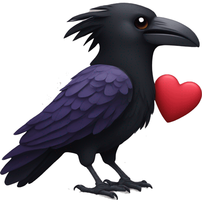 Raven holding a heart emoji