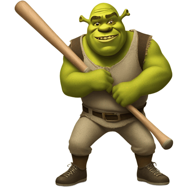 Shrek with a bat emoji