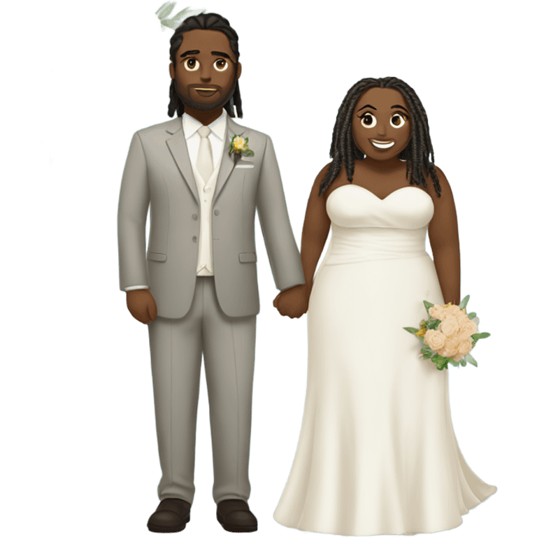 Plus size couple with locs wedding full body emoji