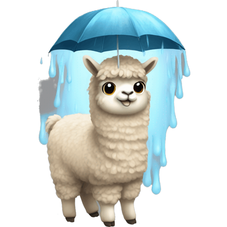 Multiple alpaca holding the raining earth emoji