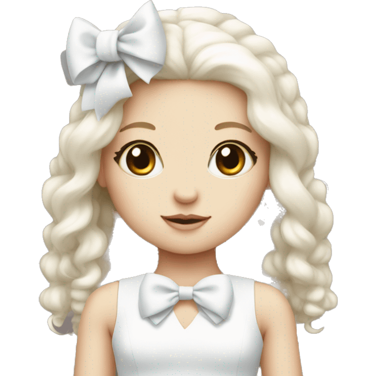 cute white doll with bow emoji