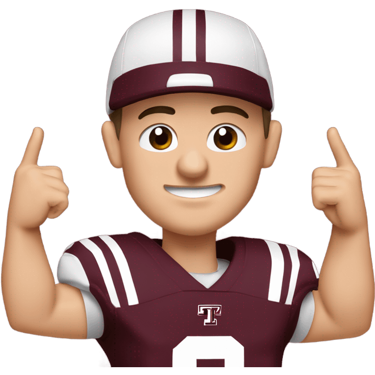 Johnny manziel in a Texas a&m maroon uniform holding up one thumb  emoji