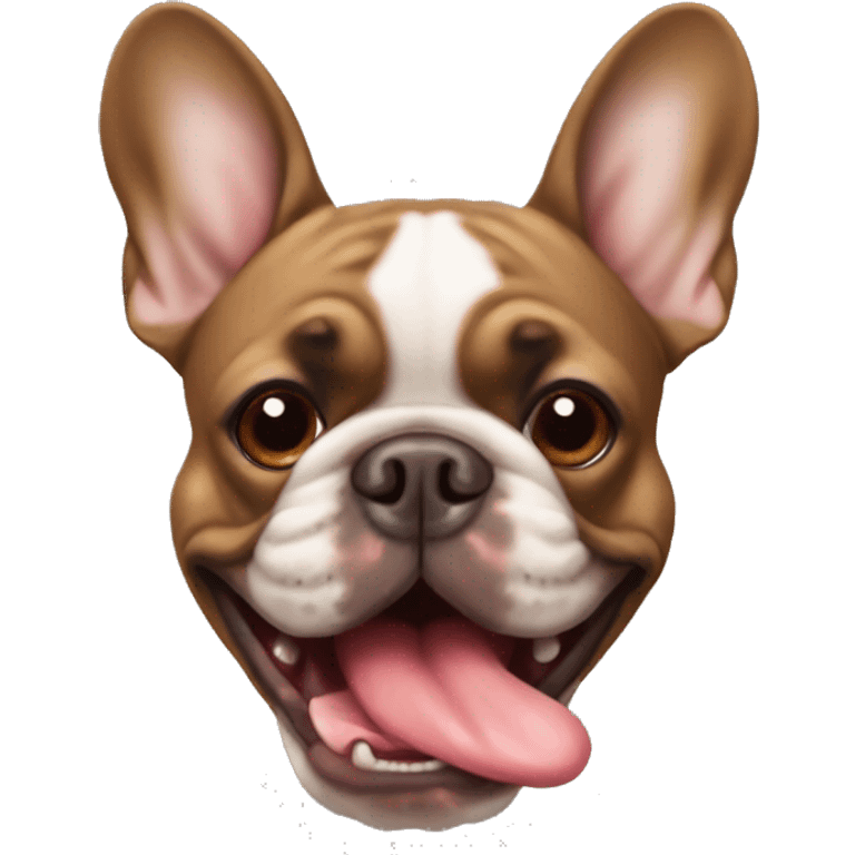 brown french bulldog with tongue out emoji