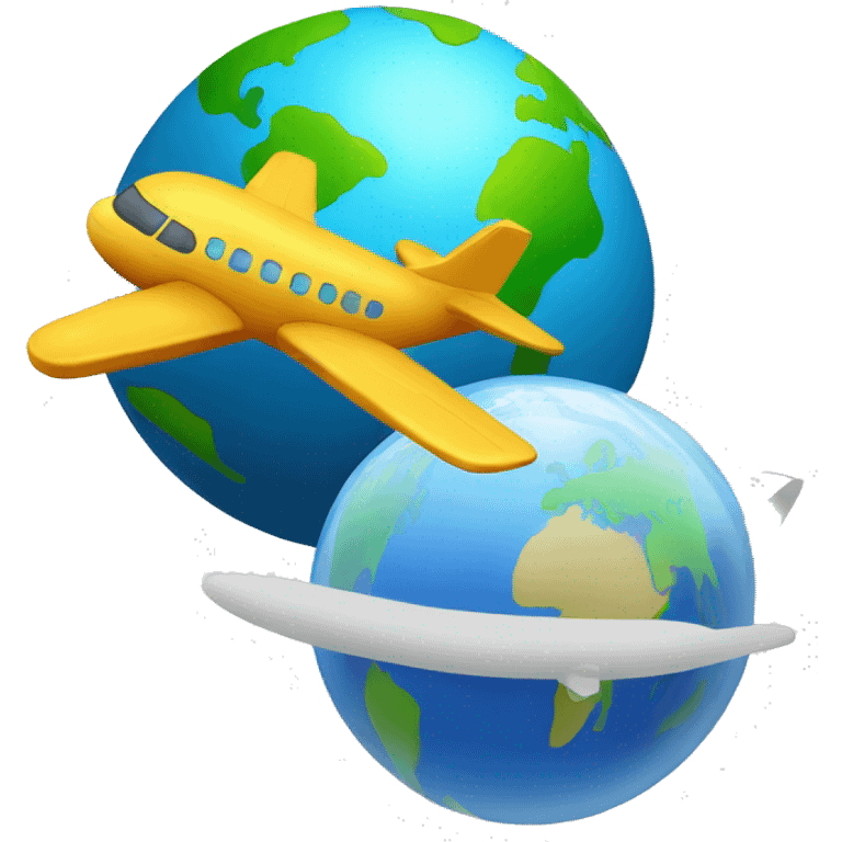 rounded sticker with world (globe) and plane on it emoji