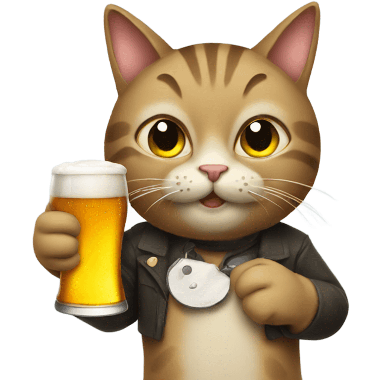 Cat holding beer  emoji