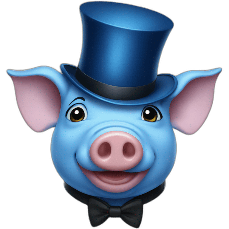 blue pig with a top hat emoji