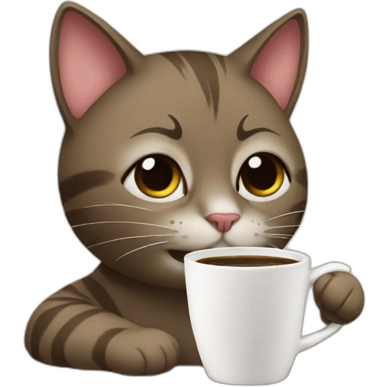 Cat drinks coffee emoji