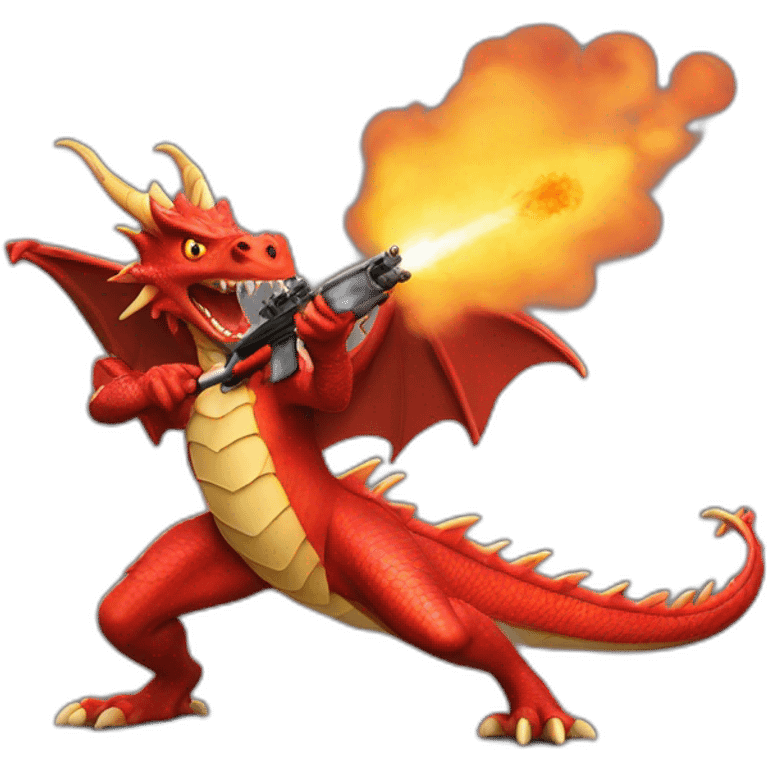 red dragon firing with rifle emoji