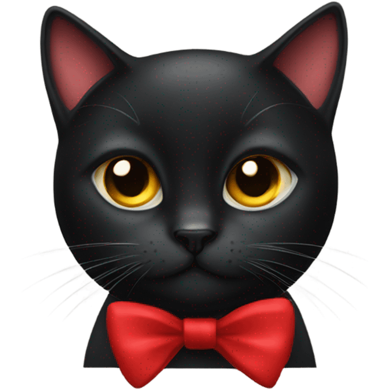 a black cat with red bow emoji