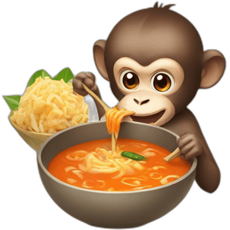 monkey-eating-tom-yam emoji