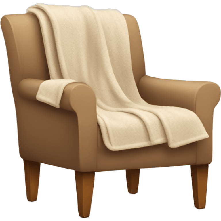 Beige Armchair with Cozy blanket and book emoji